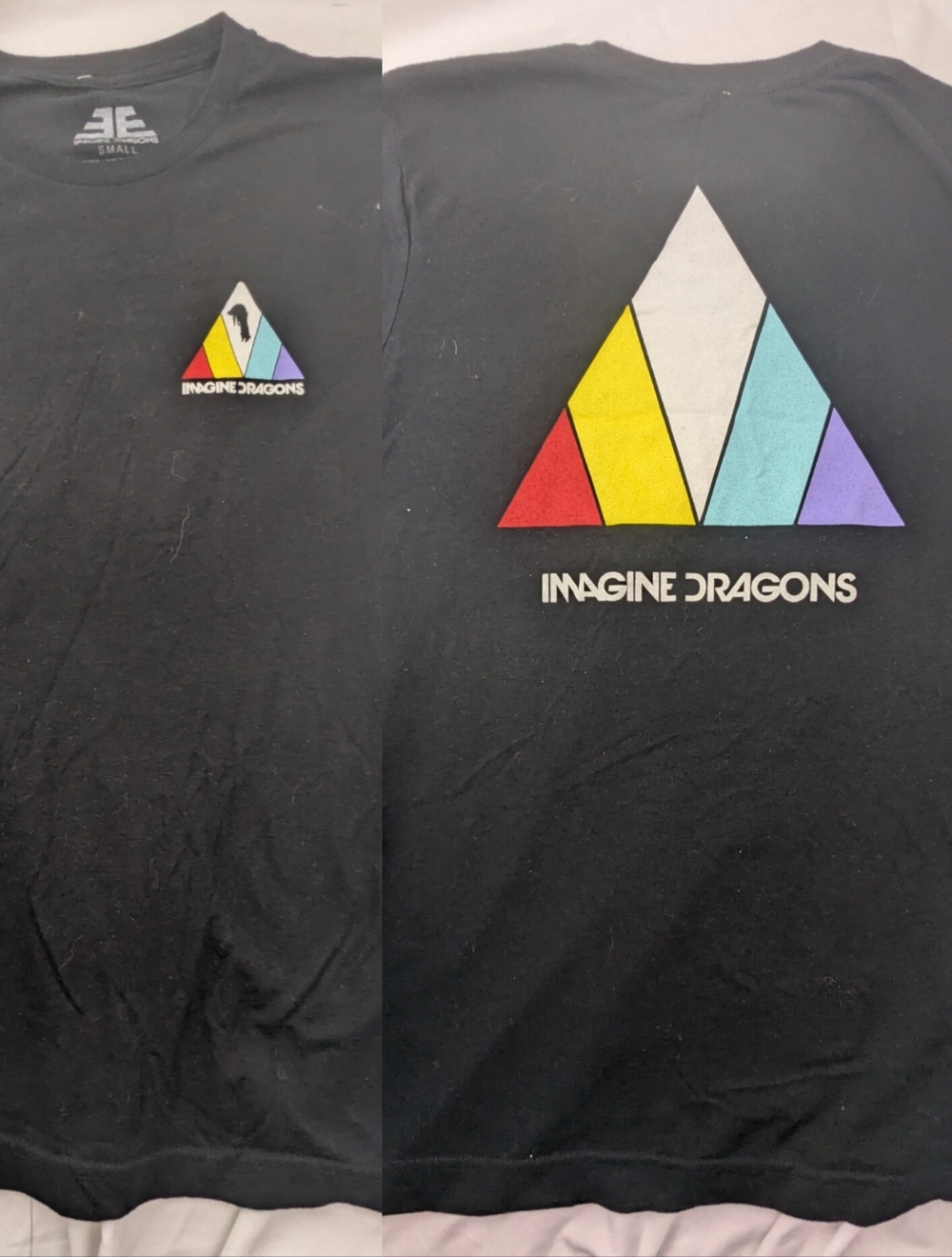 Imagine Dragons Black Band Merch with Rainbow Triangle Logo Small